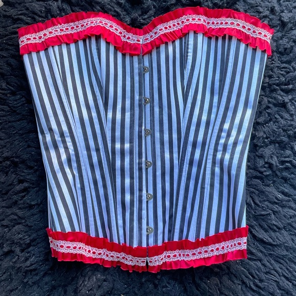 Baby Doll Top Fredericks Of Hollywood - Rayures Bleues - Taille L - Occasion TBE